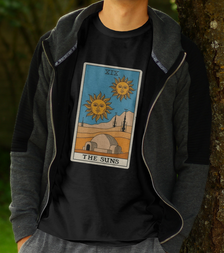 XIX The Suns Twin Suns Tarot Card Star Wars Tatooine Desert Dome T-Shirt