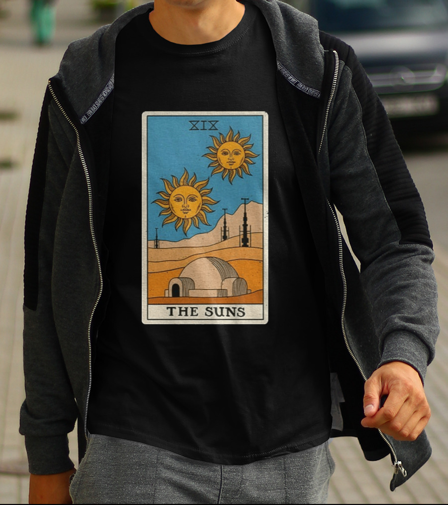 XIX The Suns Twin Suns Tarot Card Star Wars Tatooine Desert Dome T-Shirt