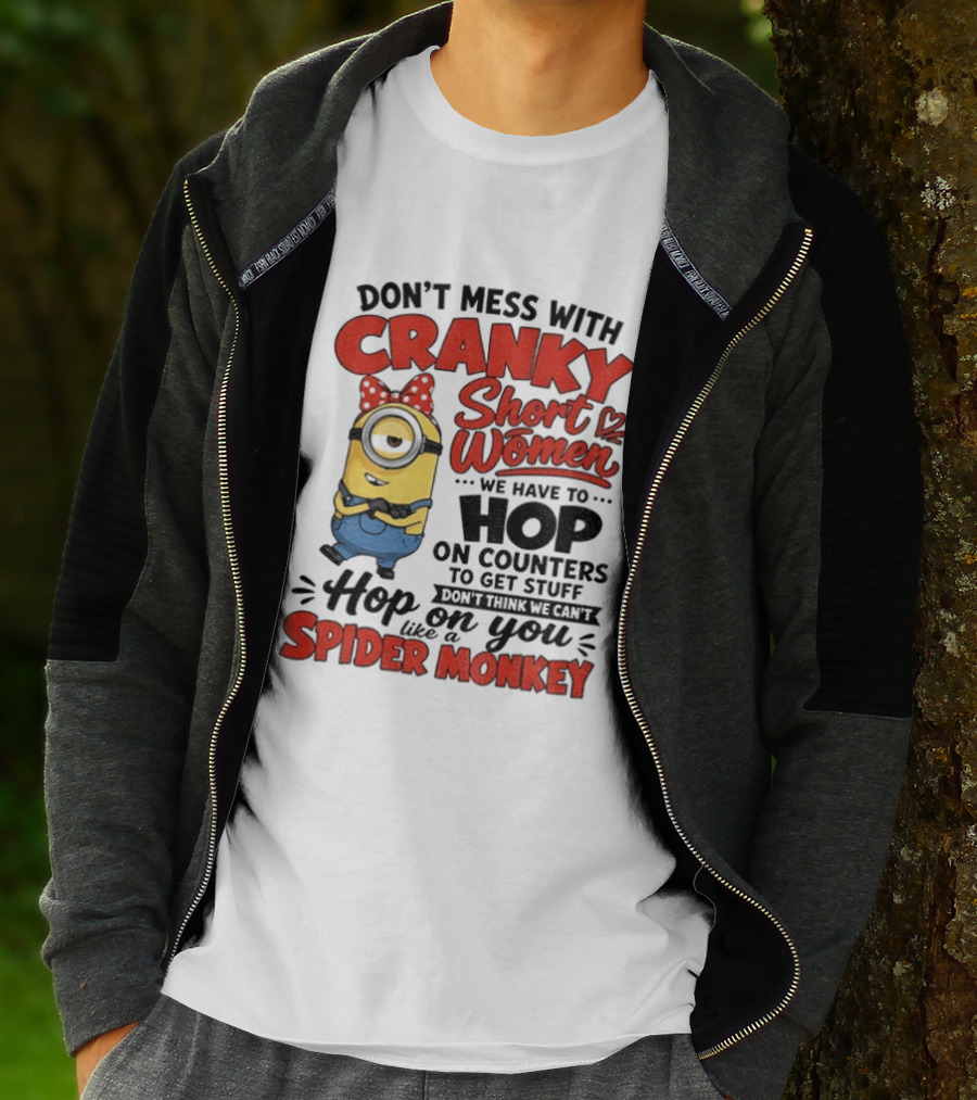 Minion Cranky Short Women Hop On Counters Spider Monkey T-Shirt