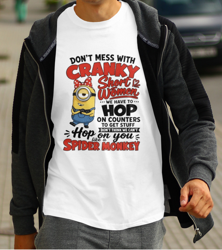 Minion Cranky Short Women Hop On Counters Spider Monkey T-Shirt