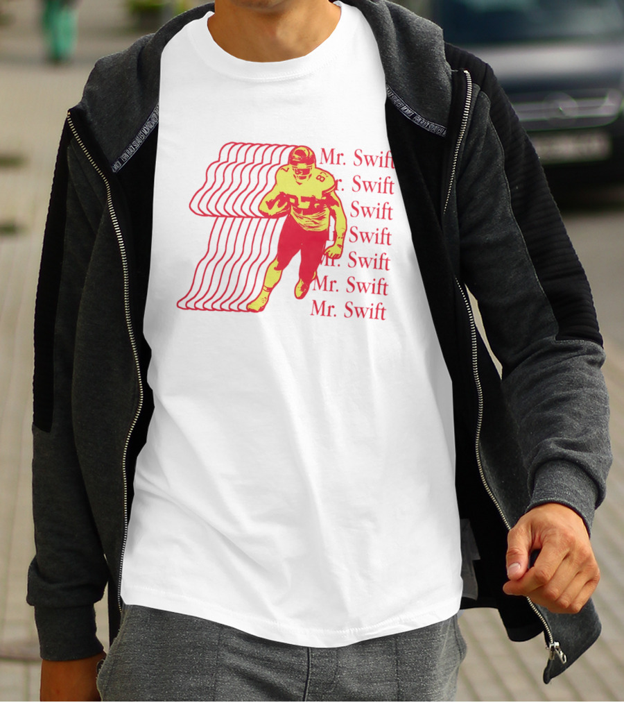 Mr. Swift Travis Kelce Football Player Graphic With Psychedelic Wave T-Shirt