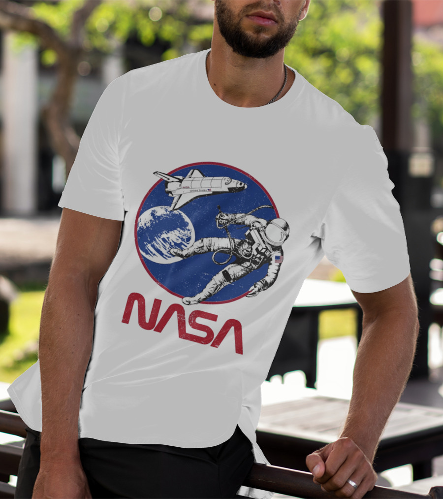 NASA Space Shuttle And Astronaut Earth Scene T-Shirt