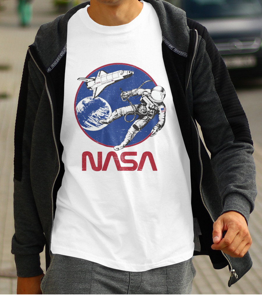 NASA Space Shuttle And Astronaut Earth Scene T-Shirt