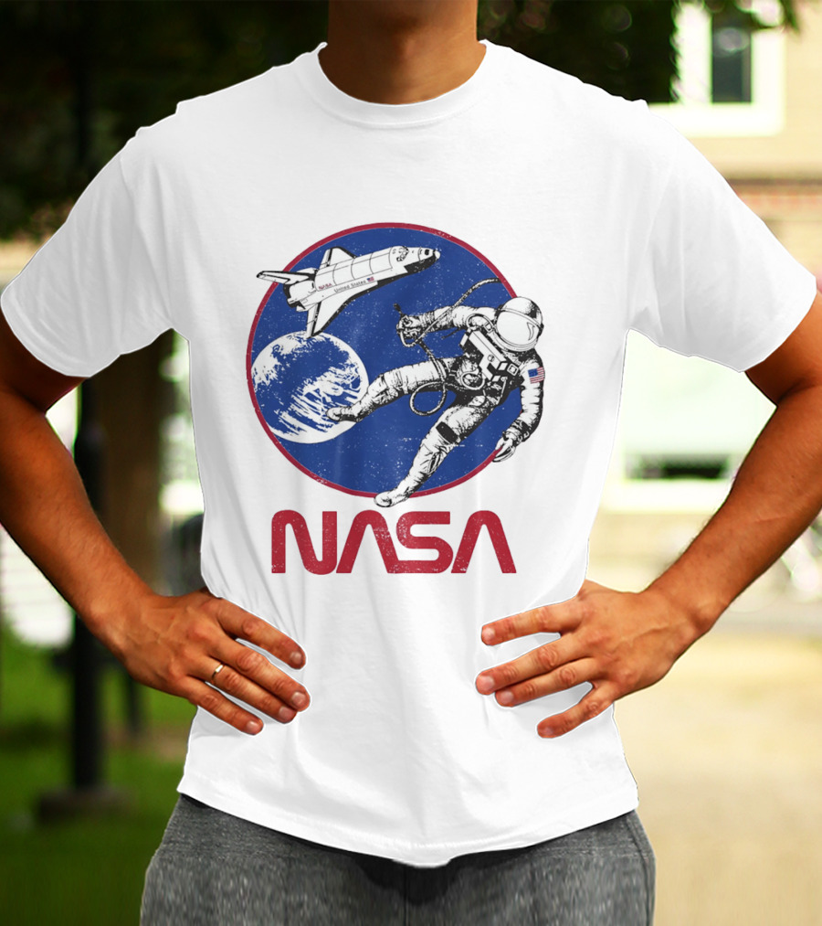 NASA Space Shuttle And Astronaut Earth Scene T-Shirt