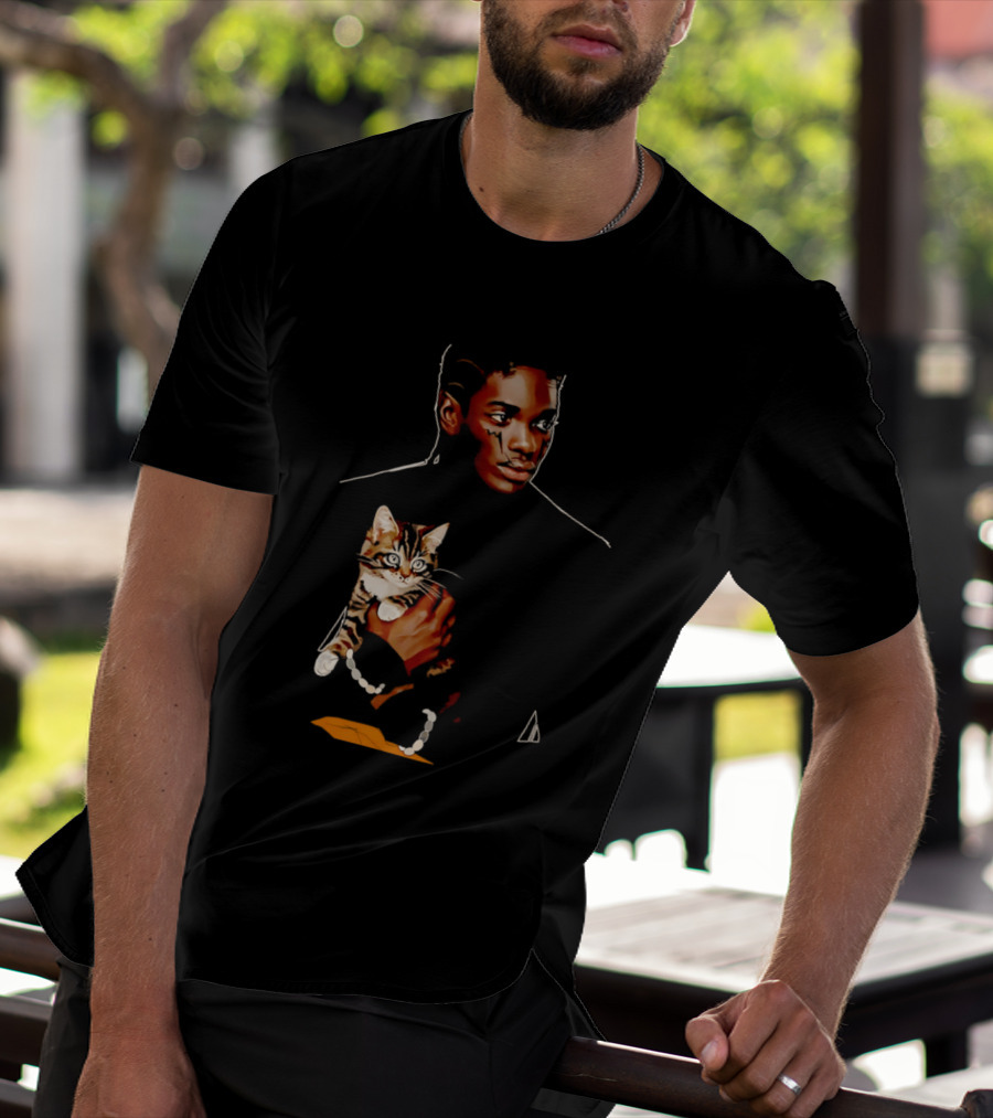 Young Man Holding A Tabby Cat Painting T-Shirt