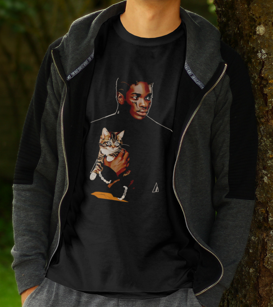 Young Man Holding A Tabby Cat Painting T-Shirt