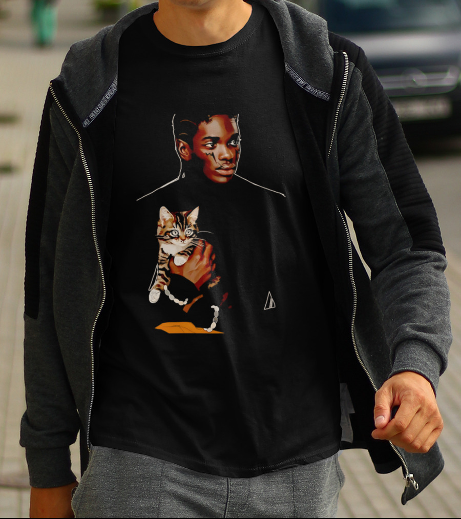 Young Man Holding A Tabby Cat Painting T-Shirt