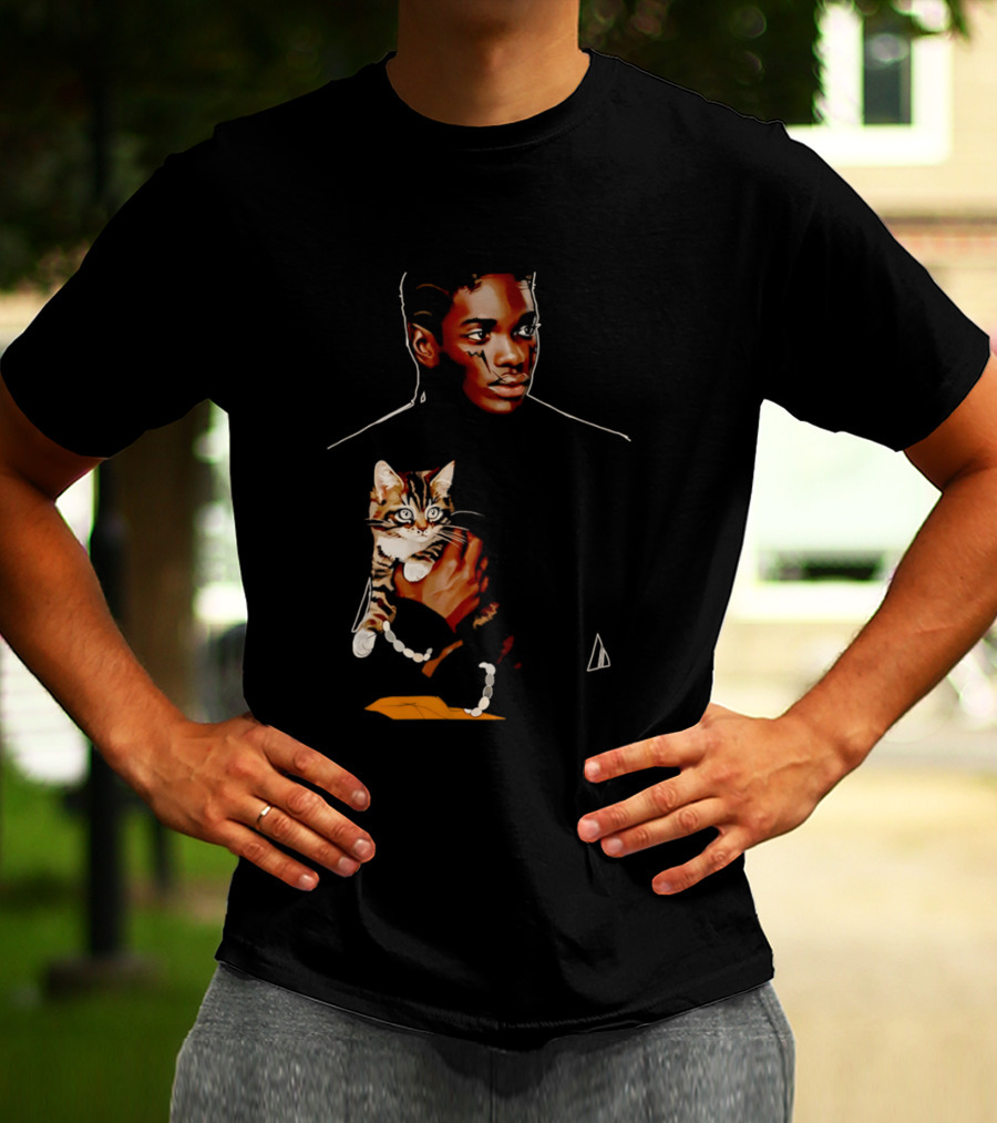 Young Man Holding A Tabby Cat Painting T-Shirt