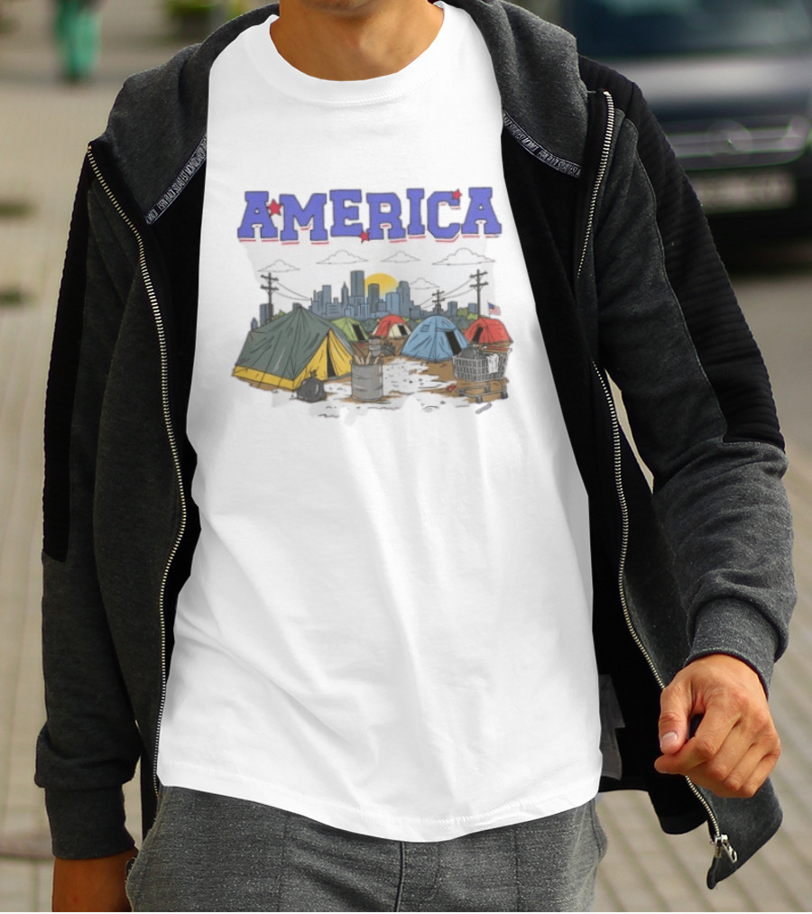 America Cityscape Homeless Encampment T-Shirt