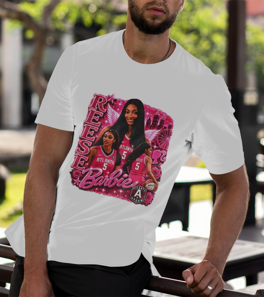 Angel Reese Atlanta Dream Barbie Pink Basketball Collage WNBA T-Shirt