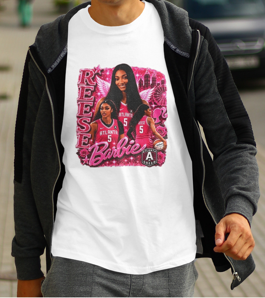 Angel Reese Atlanta Dream Barbie Pink Basketball Collage WNBA T-Shirt