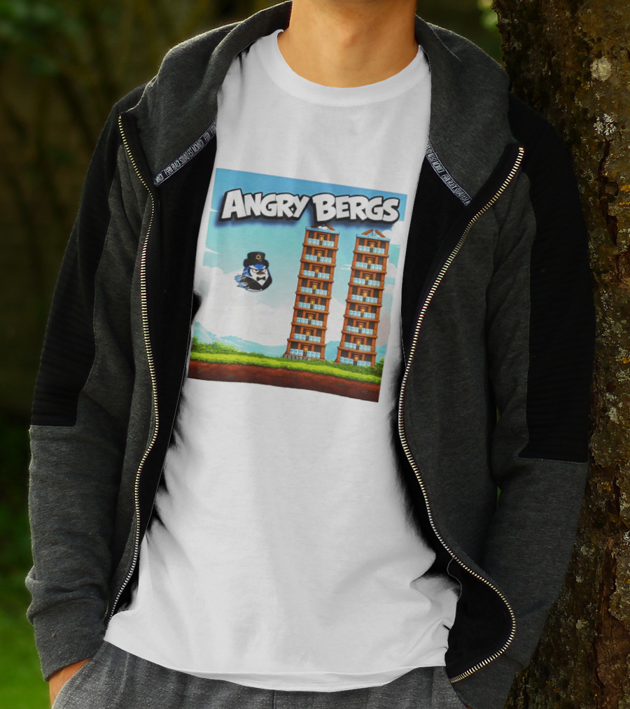 Angry Bergs Funny Parody Building Smash блоки Stack Game T-Shirt
