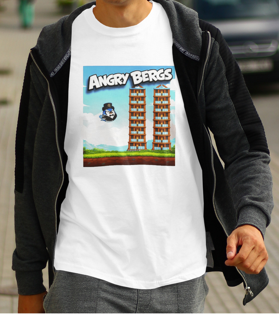 Angry Bergs Funny Parody Building Smash блоки Stack Game T-Shirt