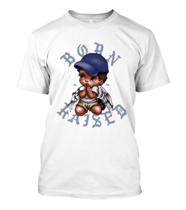Born X Raised El Angel Cherub Praying With Wings And Cap T-Shirt