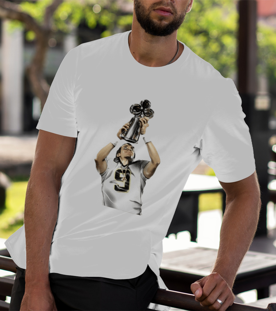 Drew Brees Saints Hall Of Fame 2026 Number 9 Trophy Celebration T-Shirt