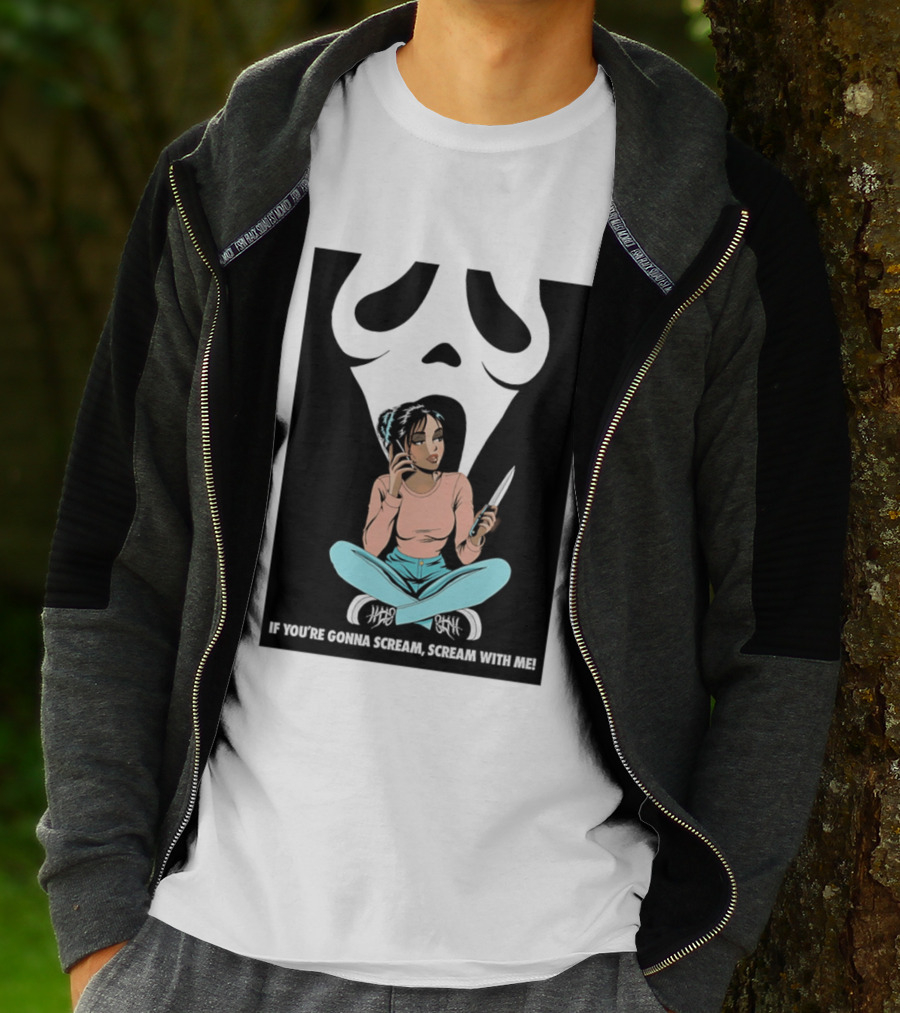 If You're Gonna Scream Scream With Me Ghostface Mask And Woman T-Shirt