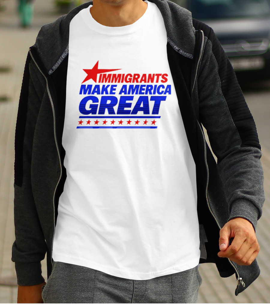 Immigrants Make America Great Red Star Political Message 2026 T-Shirt