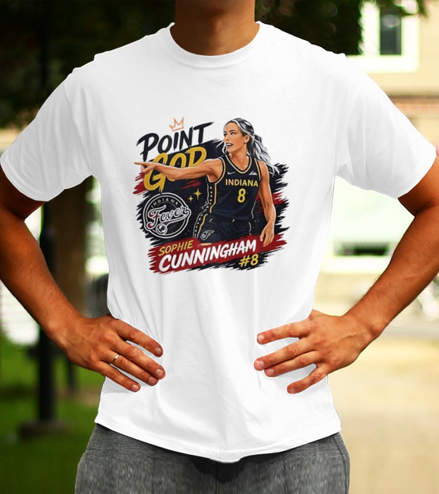 Indiana Fever WNBA Sophie Cunningham Point God #8 Basketball Player Painting T-Shirt