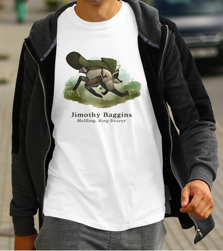 Jimothy Baggins Halfling Ring Bearer Raccoon Adventure T-Shirt