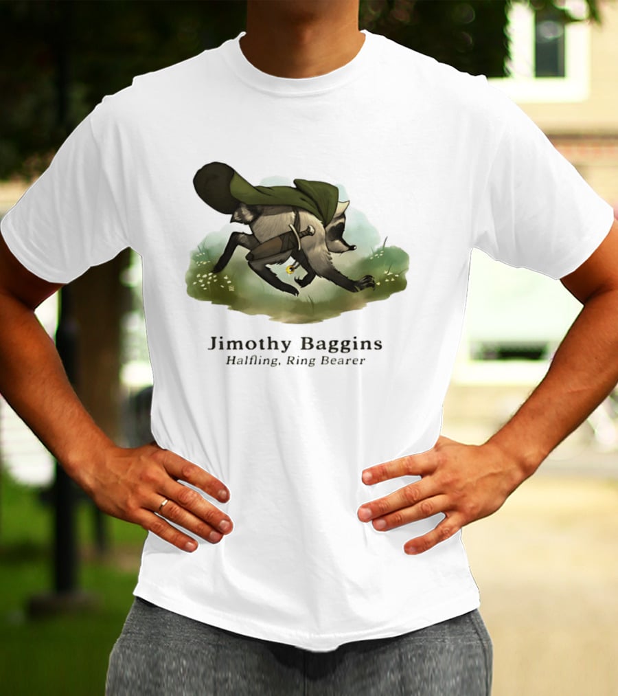 Jimothy Baggins Halfling Ring Bearer Raccoon Adventure T-Shirt