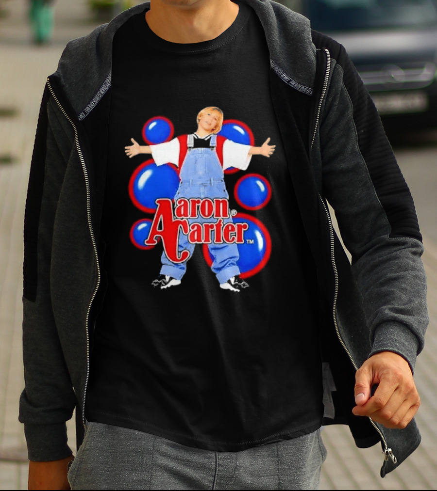 Aaron Carter Denim Overalls Bubbles Photo Bootleg T-Shirt