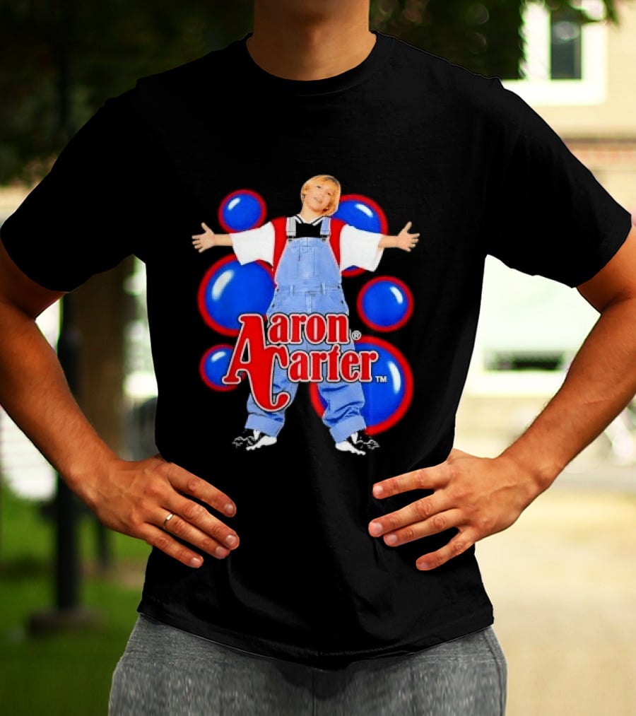 Aaron Carter Denim Overalls Bubbles Photo Bootleg T-Shirt