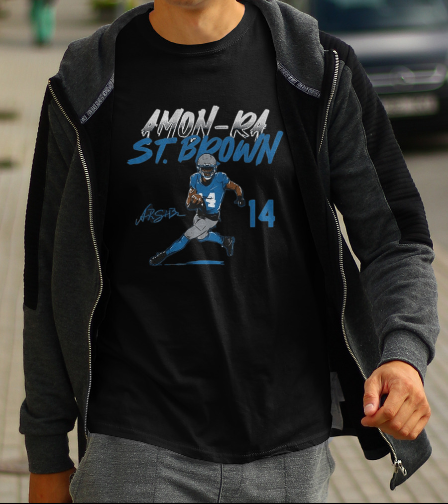 Amon Ra St. Brown Detroit Lions Football Player 14 Signature Edition T-Shirt