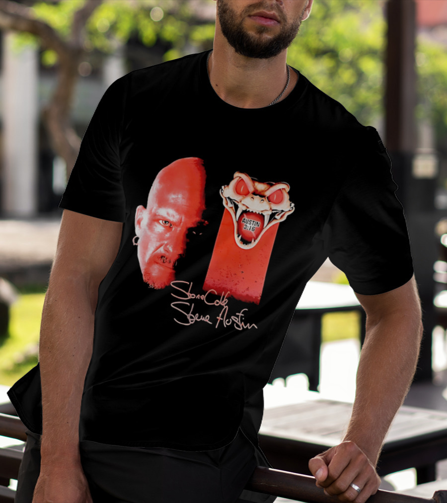 Austin 3 16 Stone Cold Steve Red Rattlesnake Head Signature T-Shirt