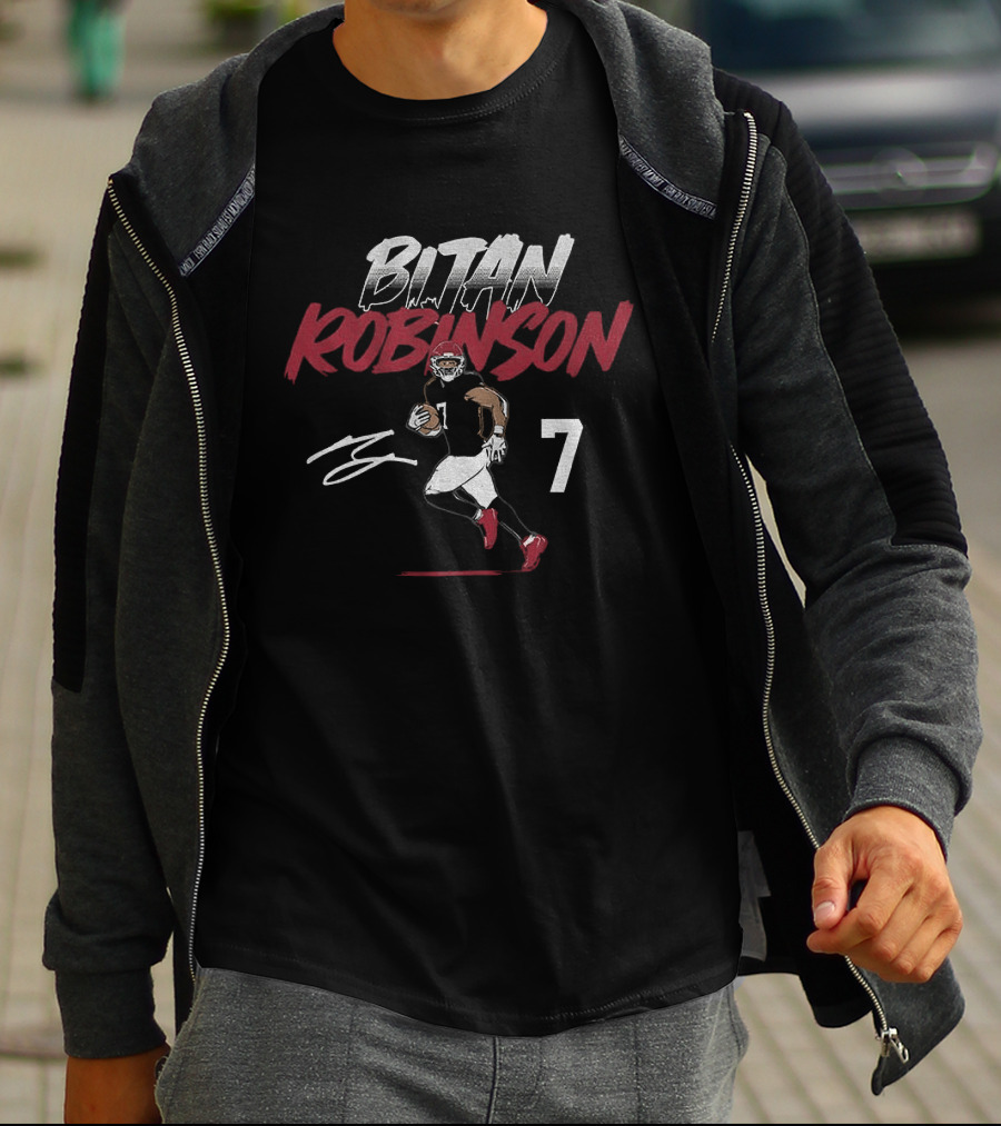 Bijan Robinson Atlanta Football Number 7 Signature T-Shirt
