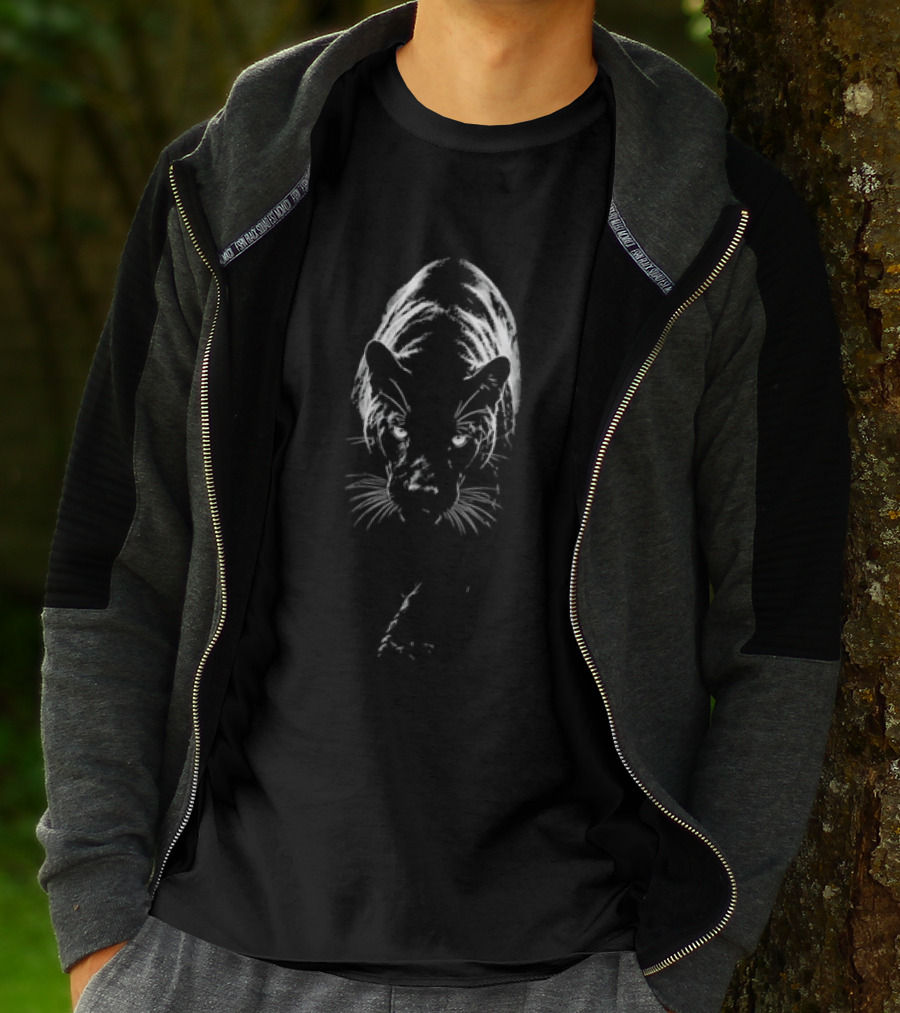 Black Panther Stalking Shadowy Darkness Glowing Eyes T-Shirt