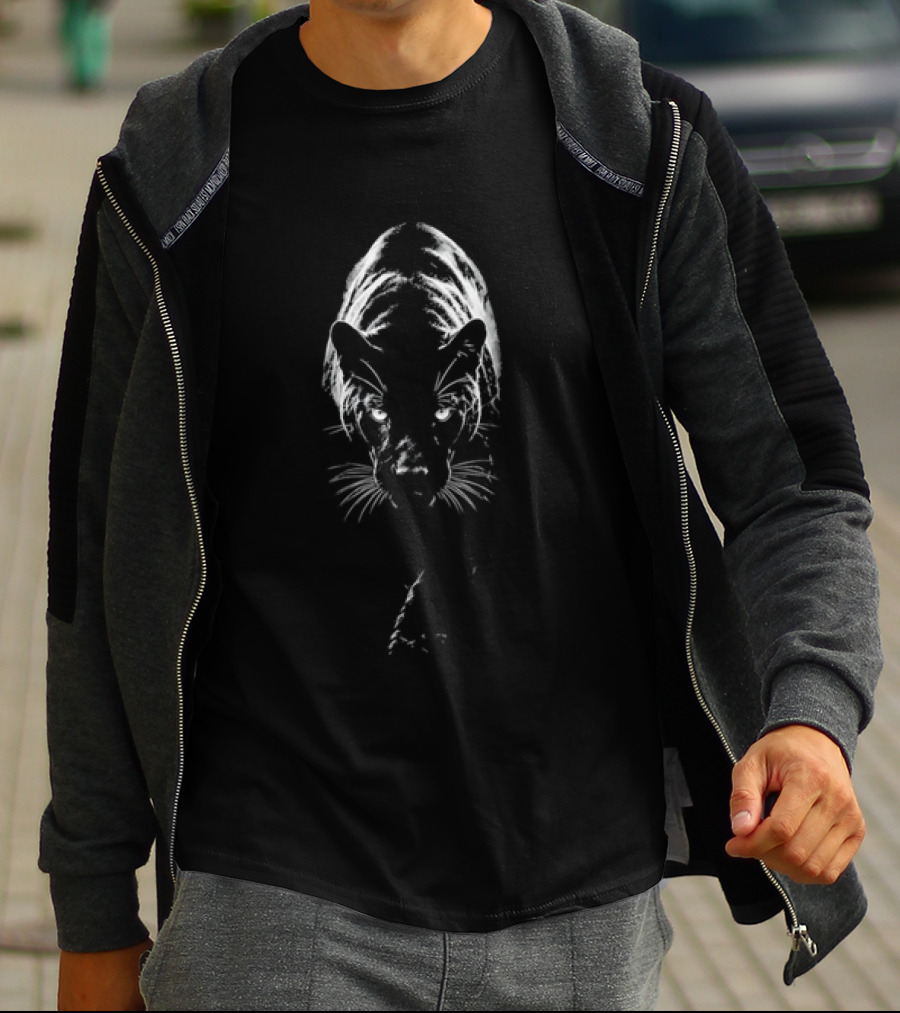 Black Panther Stalking Shadowy Darkness Glowing Eyes T-Shirt