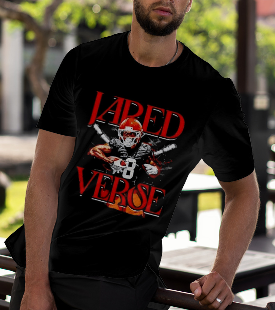 Jared Verse Number 8 Football Player Carrying Ball Distressed Bootleg T-Shirt