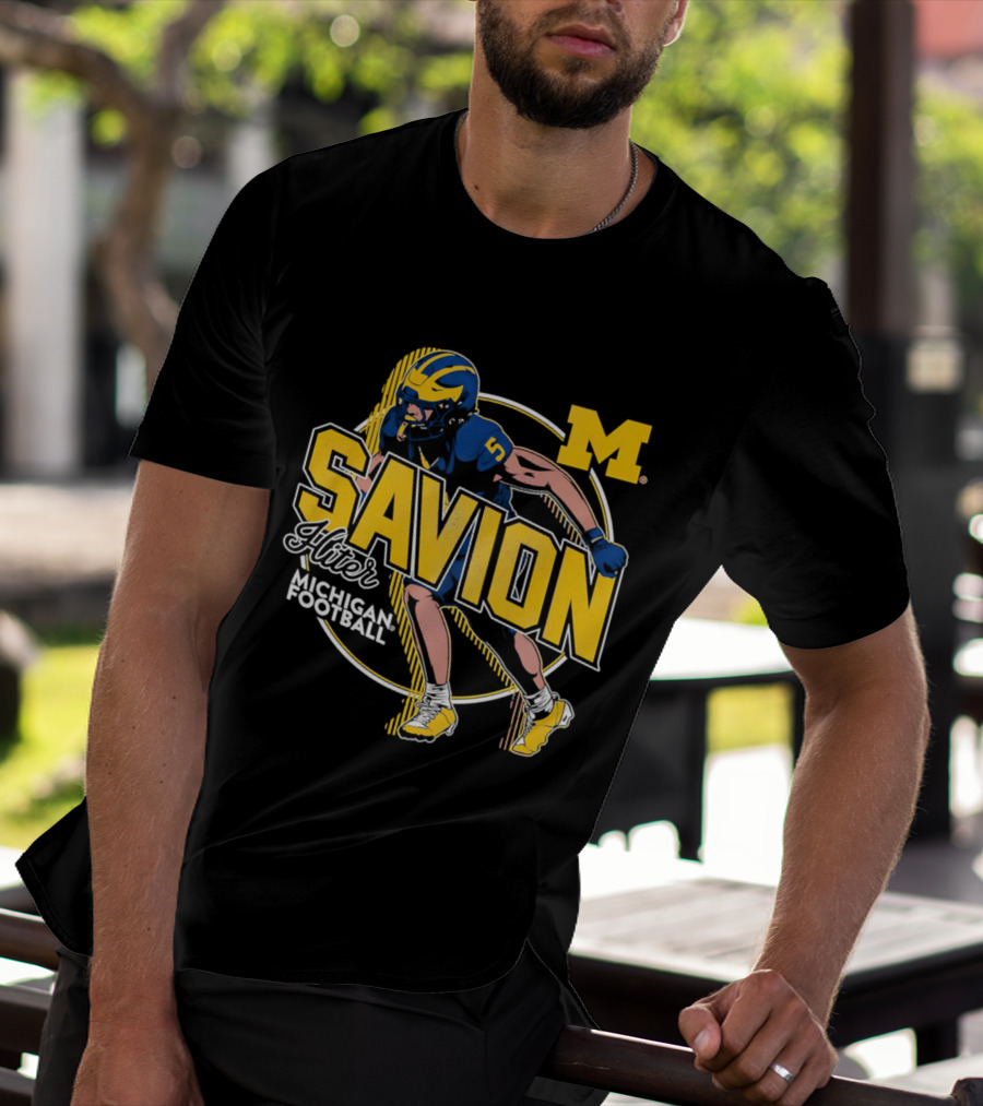 Michigan Wolverines Savion Hiter Number 5 Player Football M T-Shirt