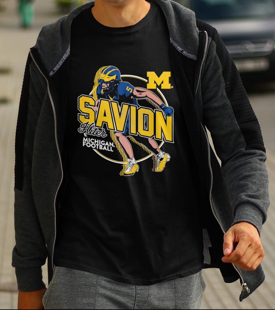 Michigan Wolverines Savion Hiter Number 5 Player Football M T-Shirt