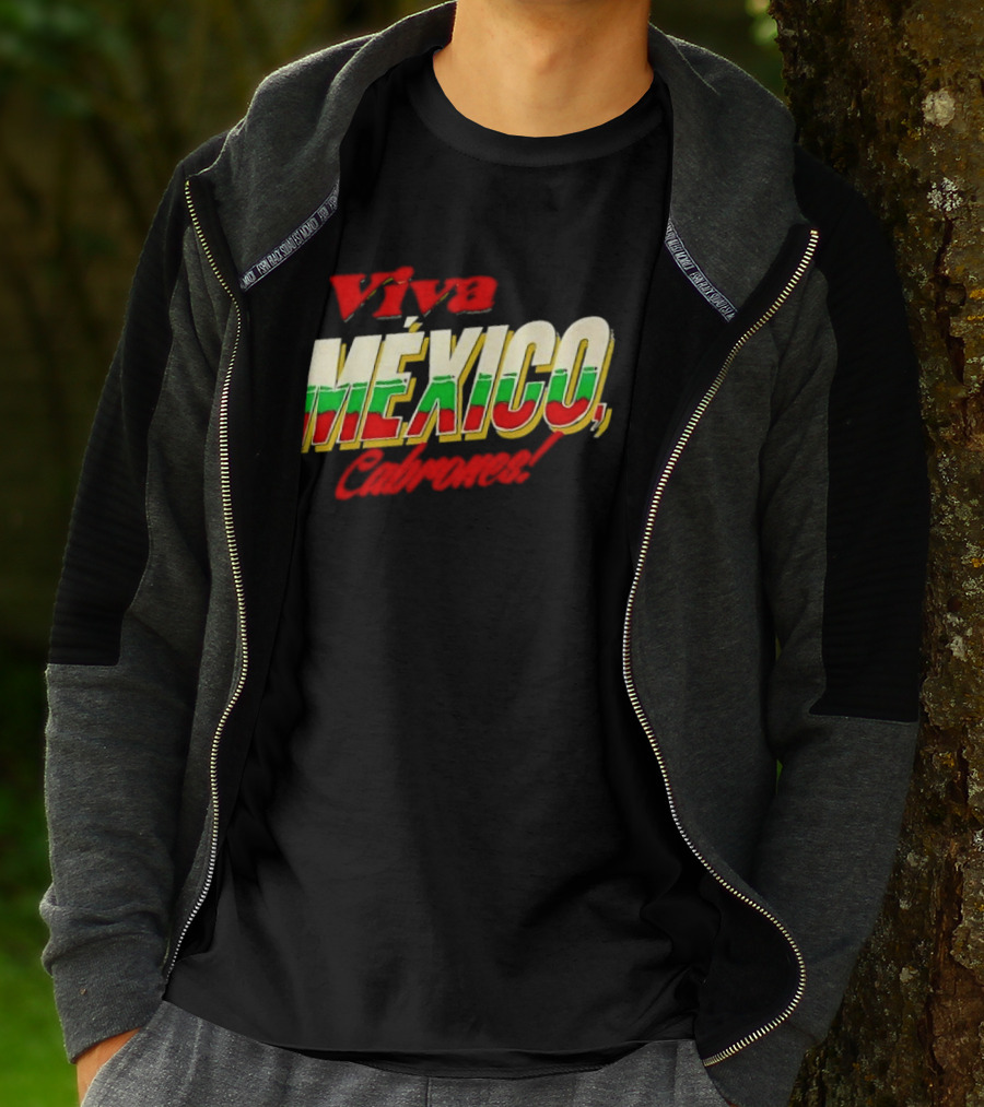 Viva México Cabrones Tricolor 3D Block Lettering T-Shirt