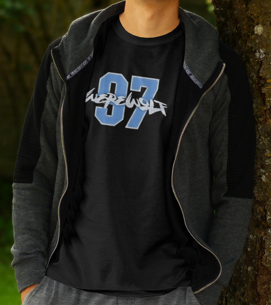 Werewolf 97 Blue Athletic Jersey Number Distressed T-Shirt