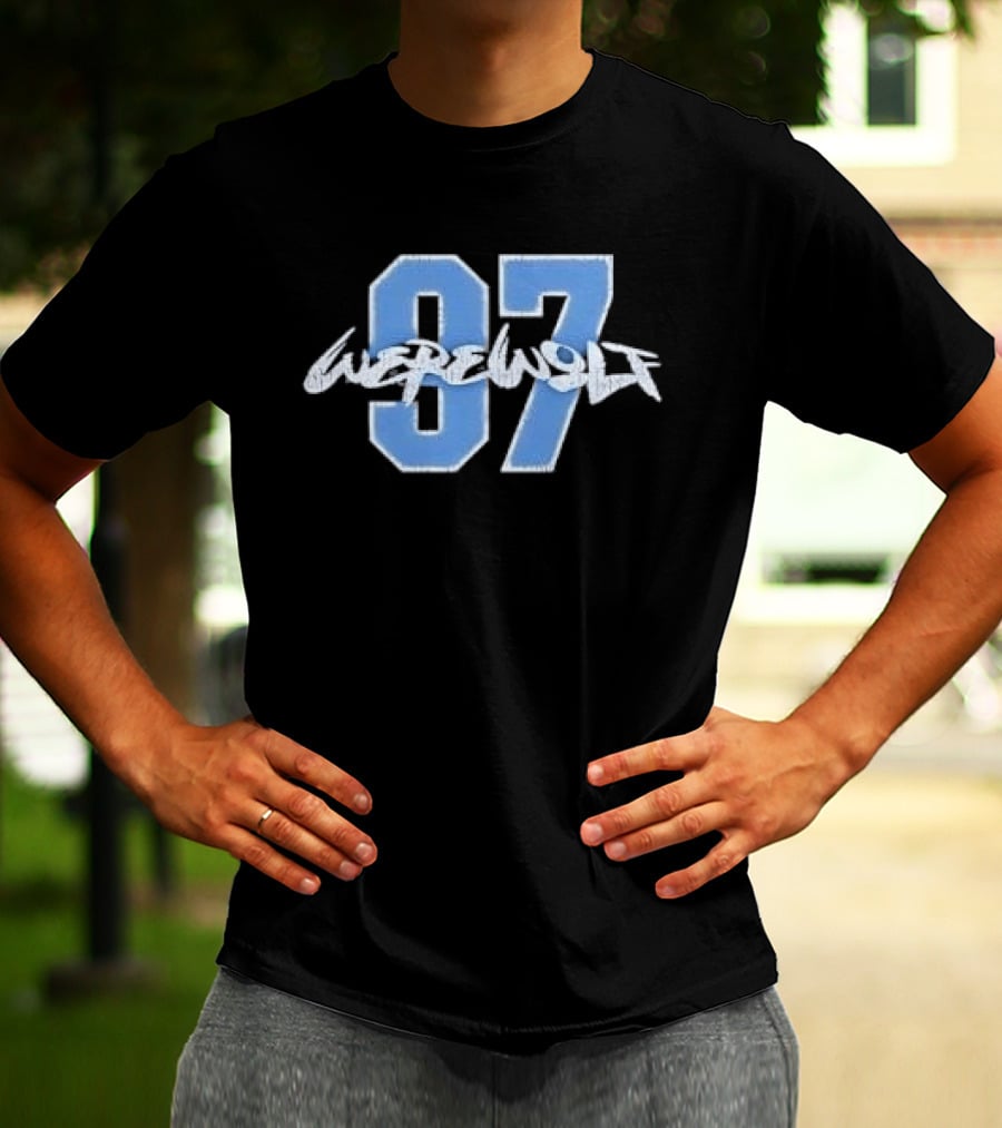 Werewolf 97 Blue Athletic Jersey Number Distressed T-Shirt
