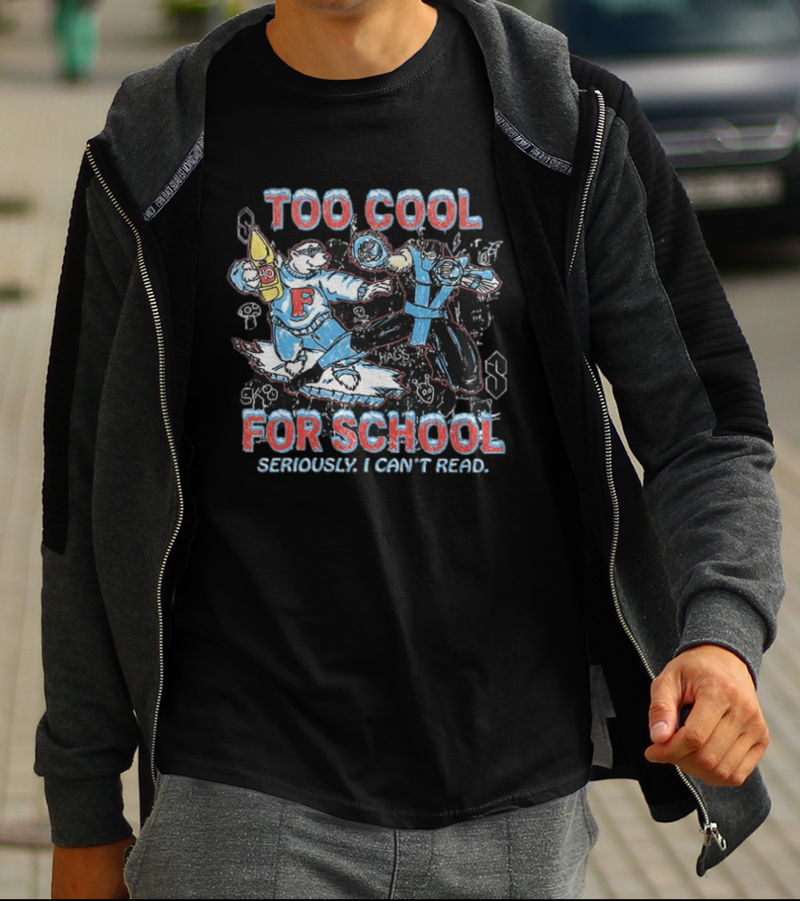 Too Cool For School Polar Bear Seriously I Can't Read T-Shirt