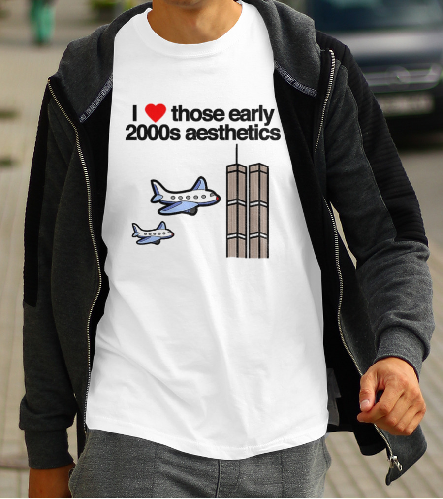 I Heart Those Early 2000s Aesthetics Airplanes World Trade Center Towers T-Shirt