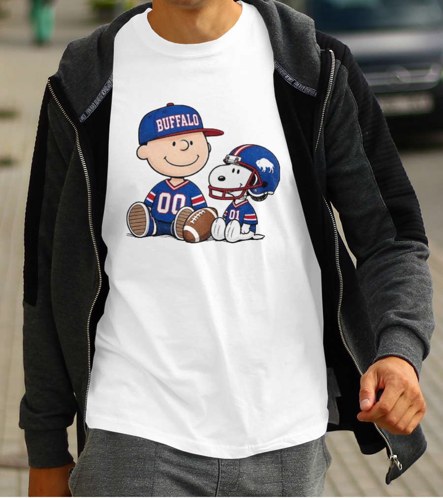 Charlie Brown Snoopy Buffalo 00 01 Football Team Cartoon Sports Fan Gear T-Shirt