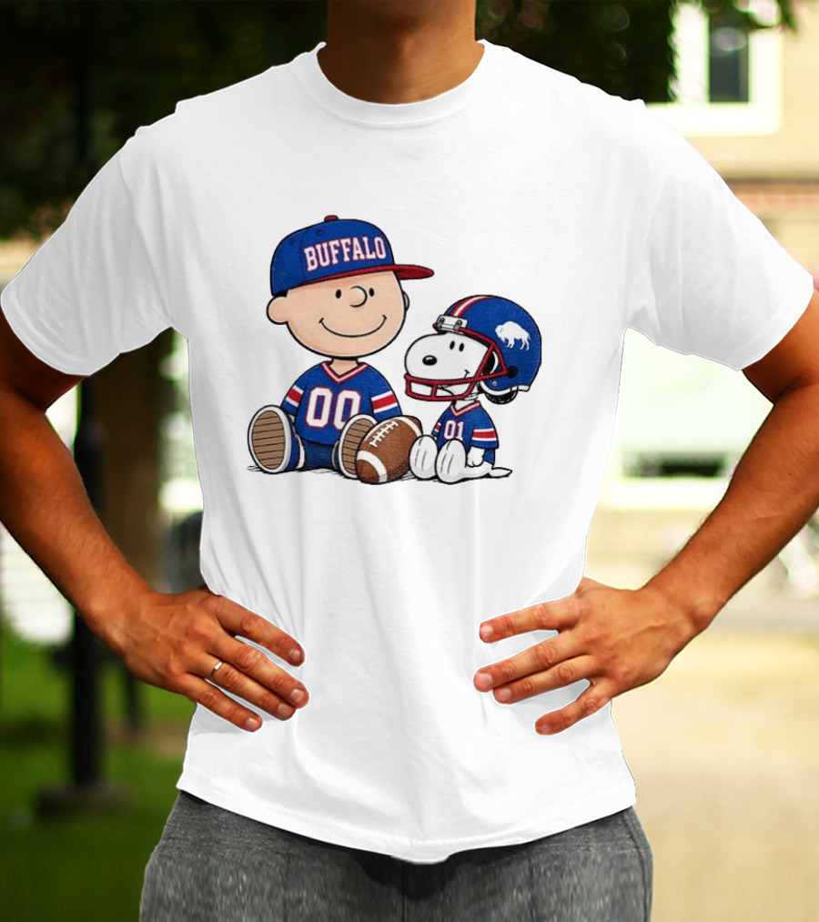 Charlie Brown Snoopy Buffalo 00 01 Football Team Cartoon Sports Fan Gear T-Shirt