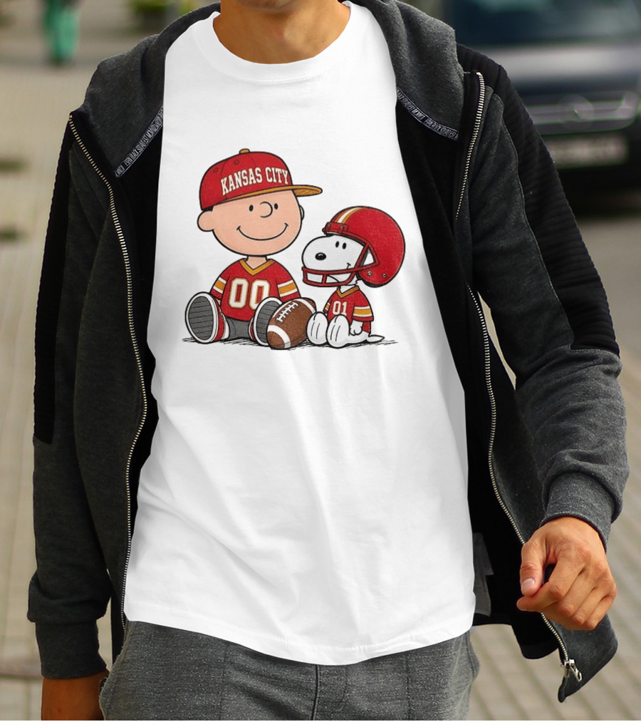 Kansas City Football With Charlie Brown And Snoopy Players T-Shirt