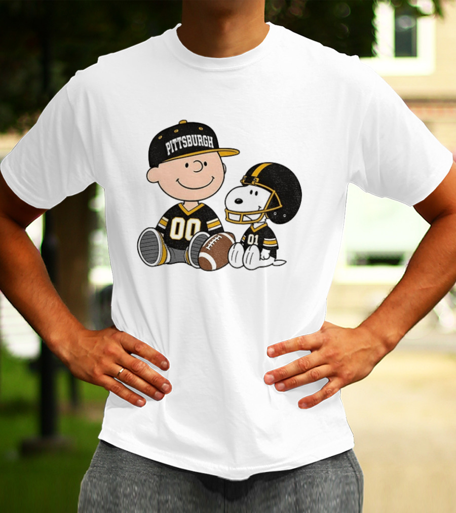Pittsburgh Football Charlie Brown Snoopy Pigskin Player T-Shirt