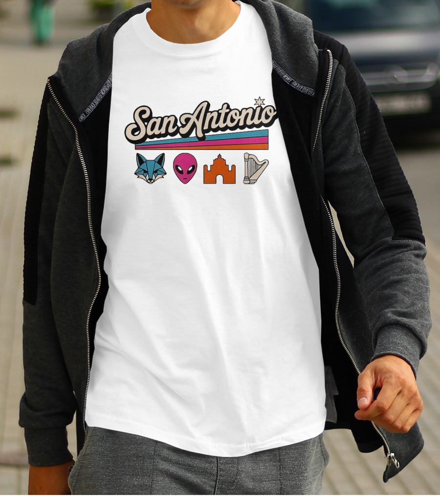 San Antonio Fox Alien Castle Harp Spurs Basketball T-Shirt