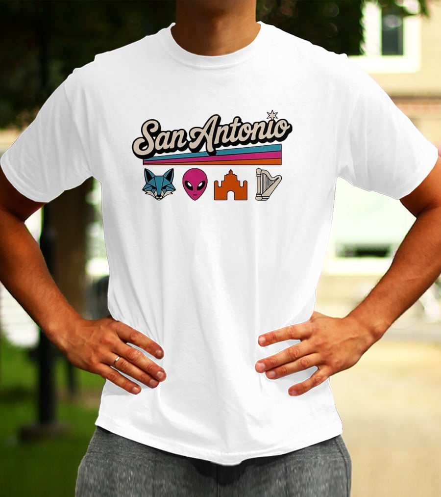 San Antonio Fox Alien Castle Harp Spurs Basketball T-Shirt
