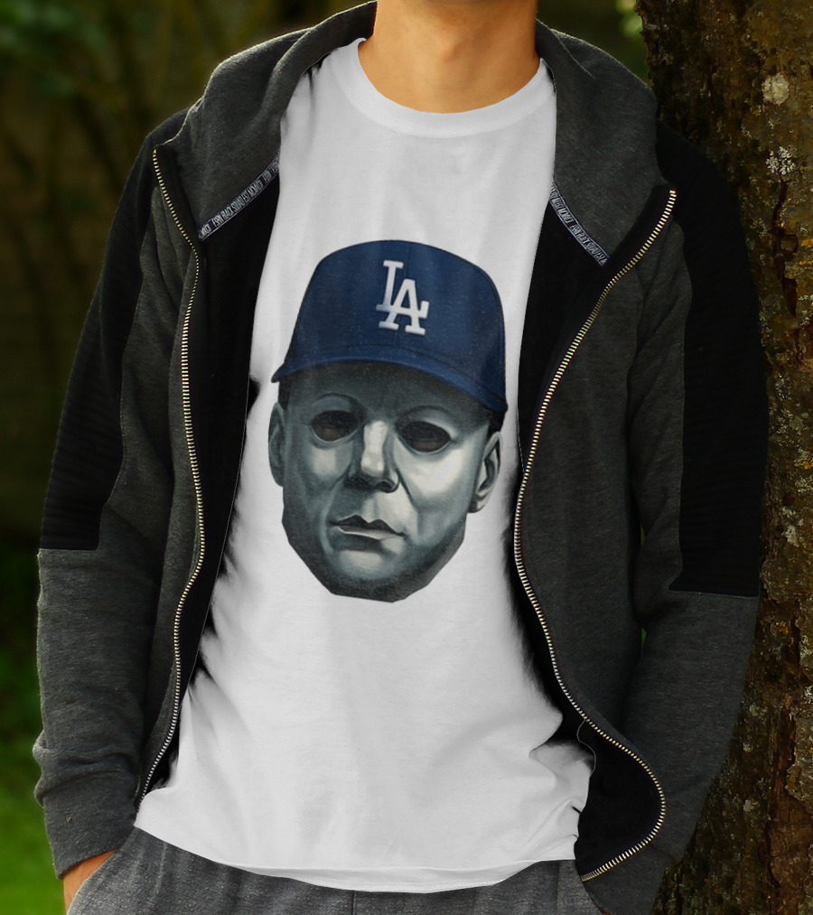 Michael Myers LA Dodgers Cap Halloween Horror T-Shirt