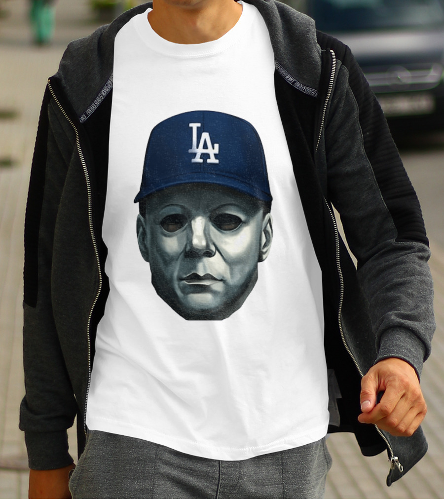 Michael Myers LA Dodgers Cap Halloween Horror T-Shirt