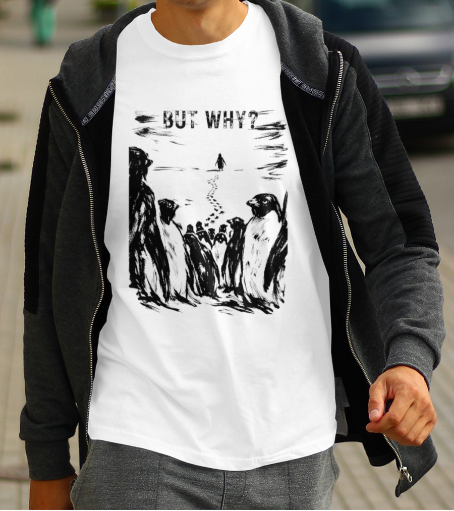 Nihilist Penguin But Why Snow Scene T-Shirt