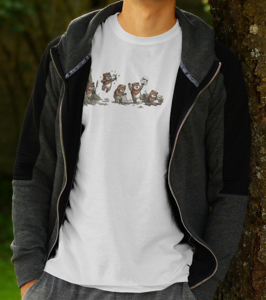 Panda In Star Wars Ewok Costume With Stormtrooper Helmet Adventure T-Shirt
