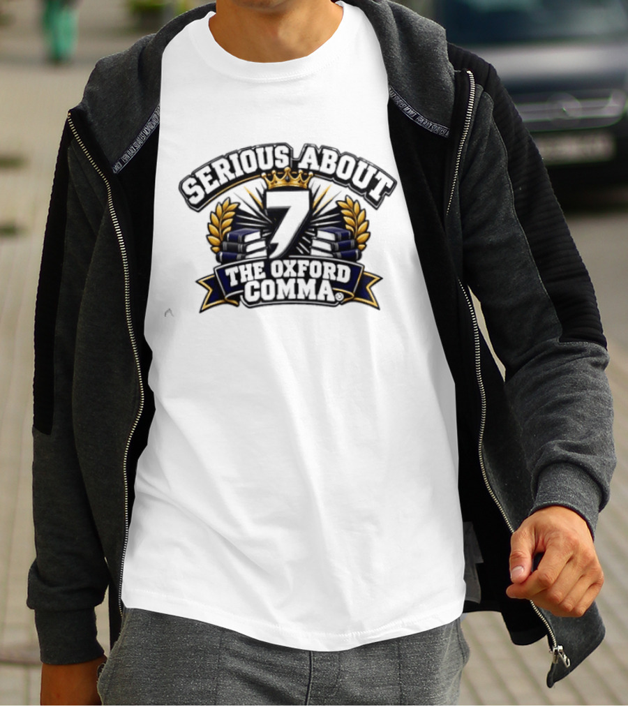 Serious About The Oxford Comma Crown Laurel Lightning T-Shirt